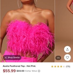 Fashion Nova Pink Feathered Top